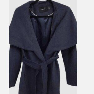 T Tahari Marla Belted Wrap Coat Misty Blue. XS 259